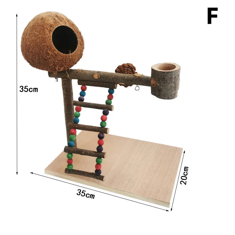 SassBeak Natural Wood Bird Training Stand