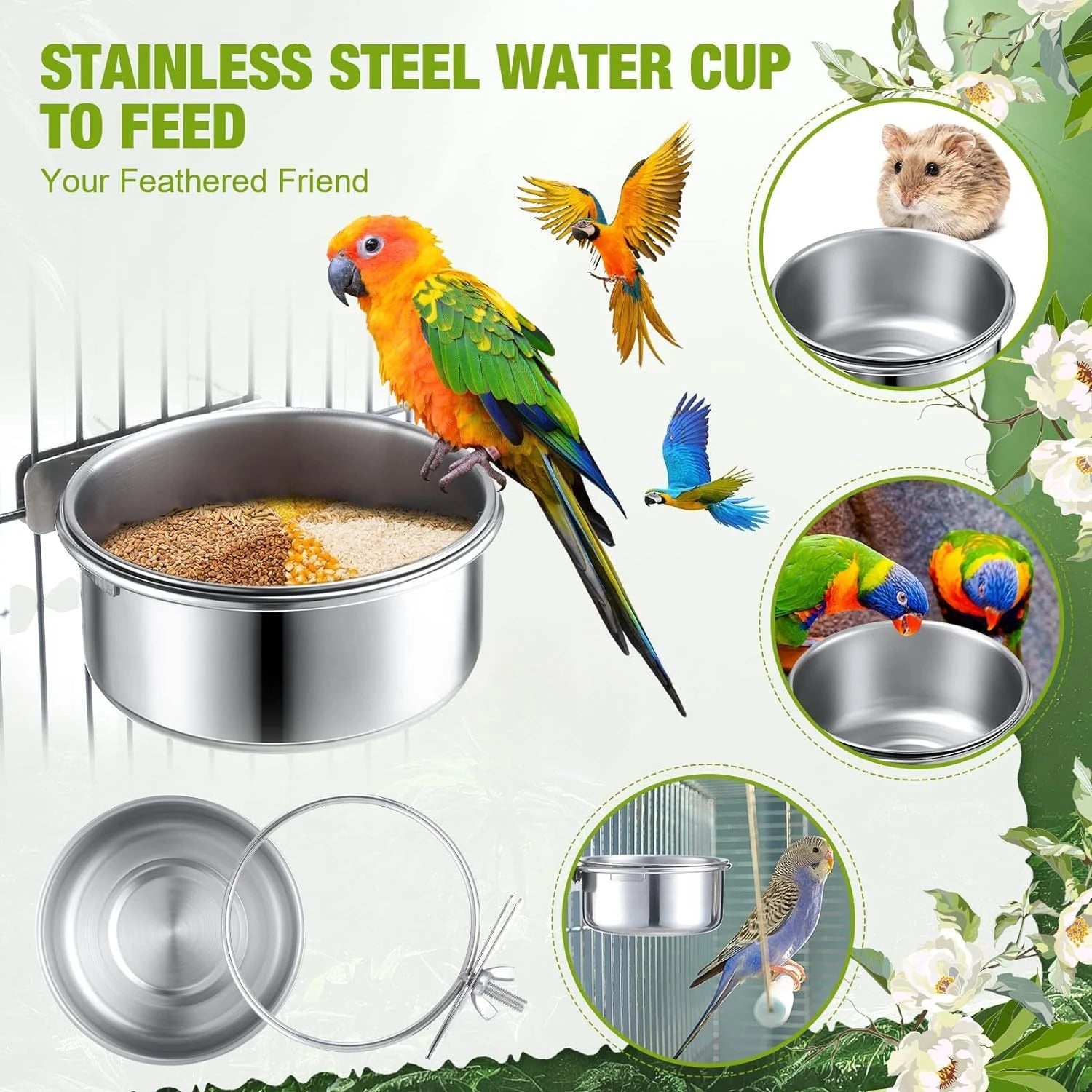 BeakLock™ Feeding Bowl | No-Spill Cage Cup for Birds
