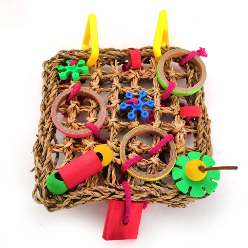 Colorful Hanging Parrot Bird Molar Toy Articles Parrot Bite Pet Bird Toy for Parrot Training Bird Swing Biting Toy