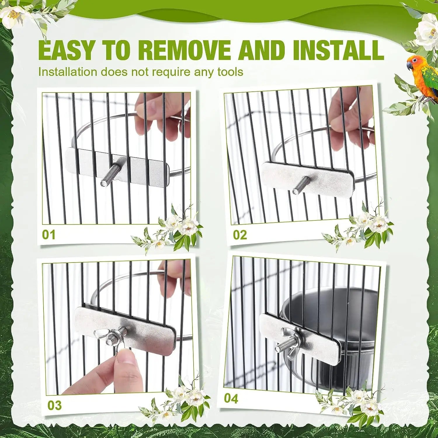 BeakLock™ Feeding Bowl | No-Spill Cage Cup for Birds