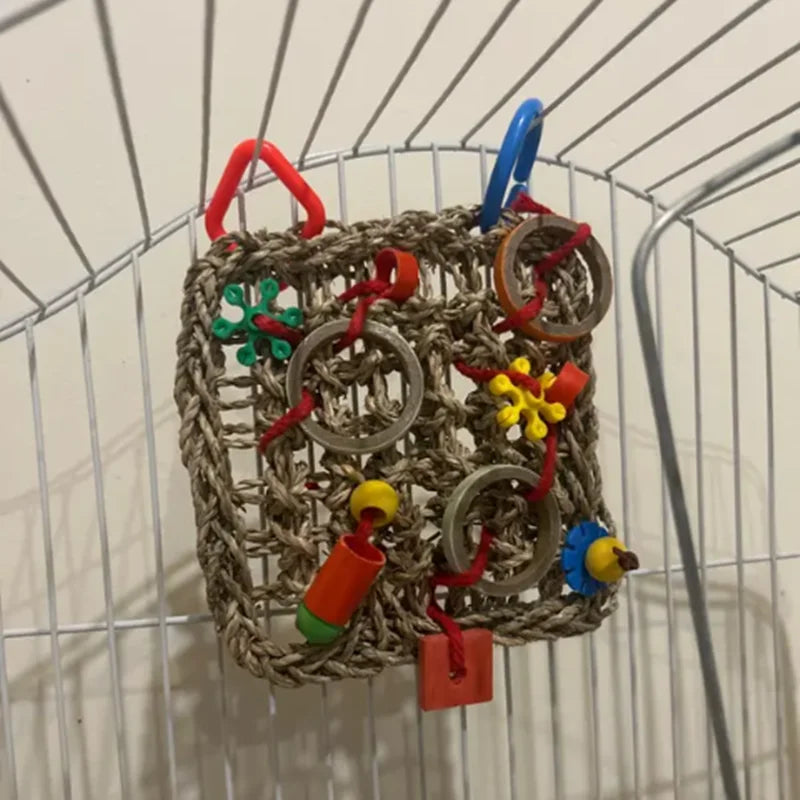 Colorful Hanging Parrot Bird Molar Toy Articles Parrot Bite Pet Bird Toy for Parrot Training Bird Swing Biting Toy
