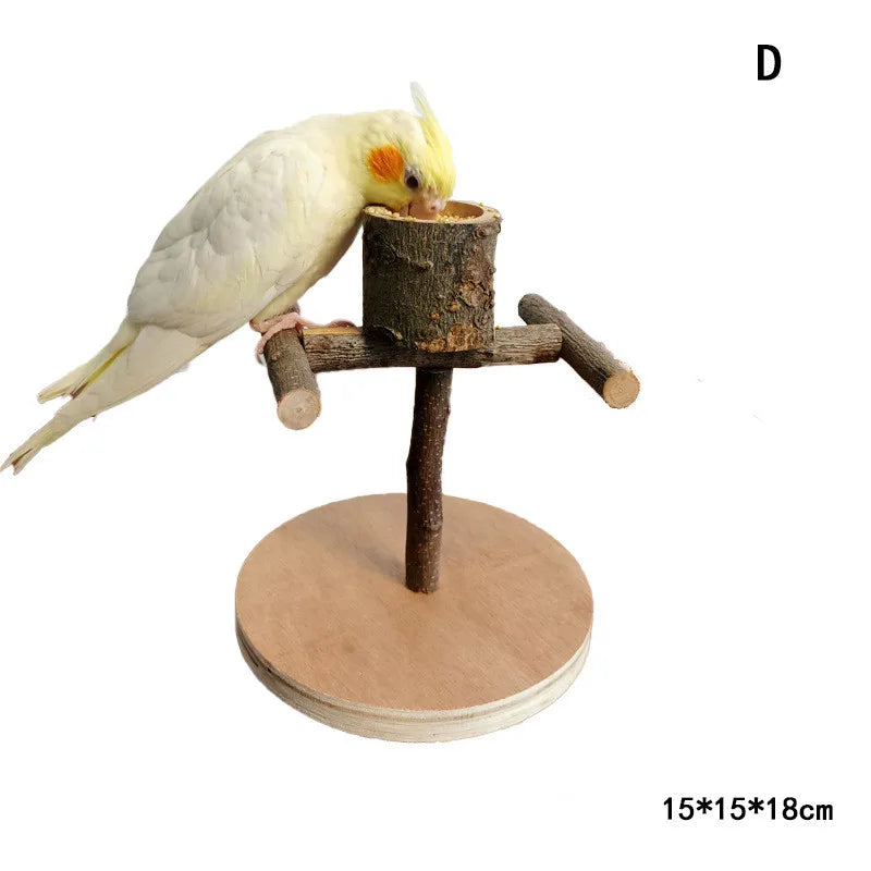 SassBeak Natural Wood Bird Training Stand