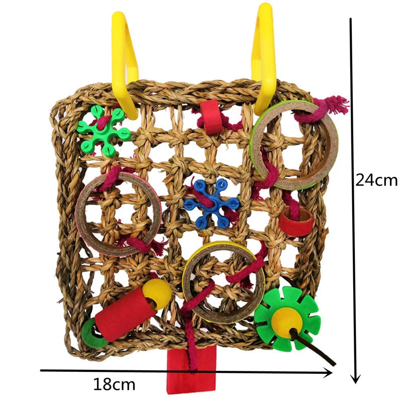 Colorful Hanging Parrot Bird Molar Toy Articles Parrot Bite Pet Bird Toy for Parrot Training Bird Swing Biting Toy